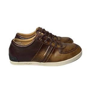 Mens Ugg Australia Brook-Lin Brown Leather Two Tone Lace Up Shoes Sneakers Sz 9